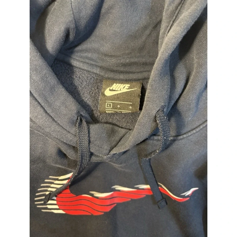 Nike Vintage Men's Blue Fleece Pullover Hoodie Pockets Graphic Logo Size L